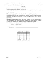 Programming Languages and Compilers - Midterm Test I Solved | COMPSCI ...
