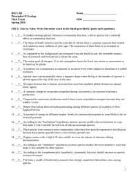 Questions for Final Exam - Principles of Ecology | BSCI 361