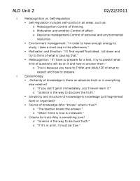 Role of Thinking, Motivation, and Emotion in Learning: Metacognition & Self-Regulation - P