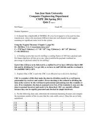 Solution to Quiz - Computer Network Design | CMPE 206