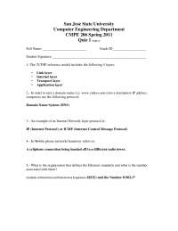 Quiz # 1 - Computer Network Design | CMPE 206
