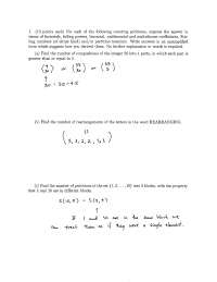 Exam 1 with Solved Problems - Combinatorics Type | MATH 172 - Docsity
