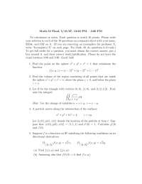 Multivariable Calculus - 5 Questions in Final Exam | MATH 53 - Docsity