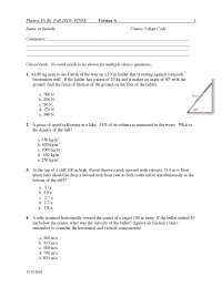 Mechanics - Final Exam A with Solutions | PHYS 1A - Docsity