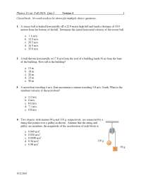 Mechanics - Quiz 1 with Answer Key | PHYS 1A - Docsity