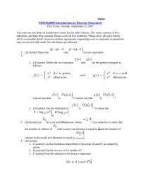 Practice Exam 1 - Introduction to Discrete Structures | MATH 2800 - Docsity