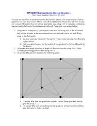 Unsolved Exam 3 - Introduction to Discrete Structures | MATH 2800 - Docsity