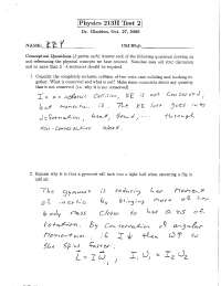 Past Test 2 with Answer Key - General Physics I | Phys 213 - Docsity