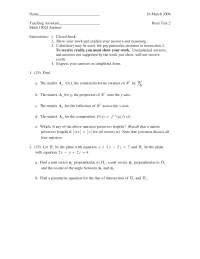 Find Matrix for Projection - Test 2 - Calculus II | MATH 1502 - Docsity