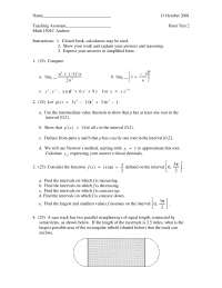 Exam 2 with Answers for Calculus I | MATH 1501 - Docsity