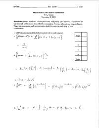 Solution to Practice Exam - Calculus I | MATH 1501 - Docsity