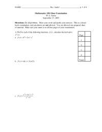 4 Questions on Calculus I - Exam 2 | MATH 1501 - Docsity
