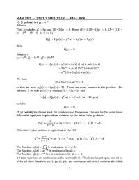 Exam 2 Solutions for Elementary Differential Equations | MAP 2302 - Docsity