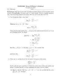 Solution to Exam 3 - Calculus II | MATH 2202 - Docsity