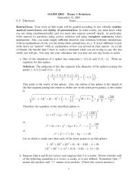 Test 1 Questions on Calculus III with Solutions | MATH 2203 - Docsity