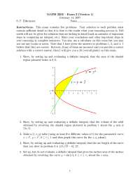 Exam 2, Version 1 Questions for Calculus II | MATH 2202 - Docsity