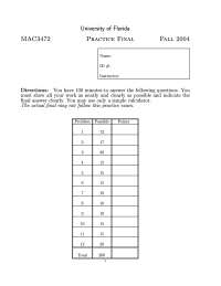 12 Questions Of Calculus 1 Final Exam Fall 04 Mac 3472 Docsity