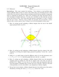 Exam 2, Version 2 for Calculus II | MATH 2202 - Docsity