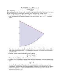 5 Problems on Calculus II - Past Exam 2B | MATH 2202 - Docsity