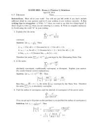 Exam 4 with Solutions - Calculus II | MATH 2202 - Docsity