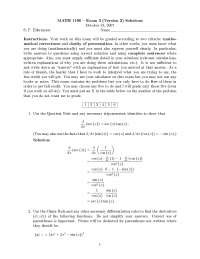 Calculus I - Honors - Solved Exam 3 Version 2 | MATH 1190 - Docsity