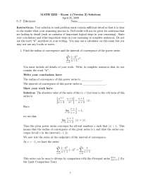 Exam 4 Questions with Solutions - Calculus II | MATH 2202 - Docsity