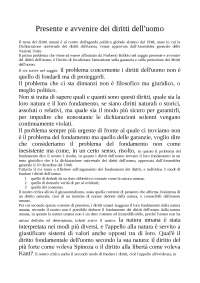 Relazione su: Presente e Avvenire dei diritti dell'uomo - Bobbio - L'età dei diritti