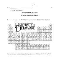 Solution Key for Exam 3 - Organic Chemistry | CHEM 322 - Docsity