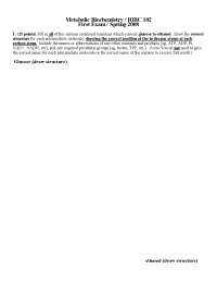 First Exam Problems for Metabolic Biochemistry | BIBC 102