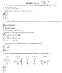 Exam 2 Answer Key for General Chemistry | CHEM 101 - Docsity