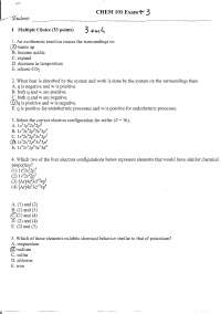 General Chemistry - Exam 3 Solutions | CHEM 101 - Docsity