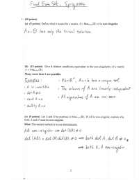 Linear Algebra - Solutions to Final Exam | MATH 544 - Docsity