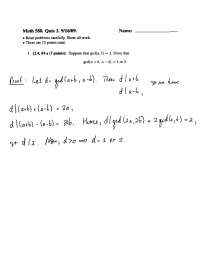 Quiz #3 with Solutions - Elementary Number Theory | MATH 580 - Docsity