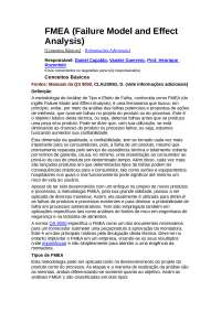 FMEA (Failure Model and Effect Analysis)