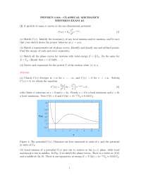 Midterm Exam with Solution on Classical Mechanics | PHYS 110A - Docsity