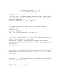 5 Solved Questions in Calculus - Midterm Exam 2 | MATH 1A - Docsity