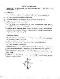 5 Problems with Solutions on Mechanics - Final Examination | PHYS 110A ...
