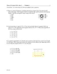 Quiz 4 Version A Questions - Electricity and Magnetism - 2010 | PHYS 1B ...