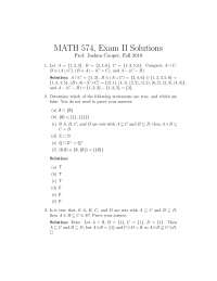 Exam II with Solutions for Discrete Mathematics I | MATH 574 - Docsity