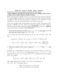 Exam 3 with Solution for Vector Calculus | MATH 241 - Docsity