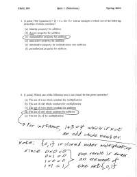 Practice Quiz 1 Solutions - Theory of Arithmetic | MATH 103