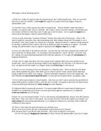 Quiz 1 Solutions - Philosophy and Critical Thinking | PHIL 1305