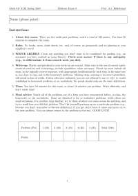 Fundamental Mathematics - 5 Problems On Exam 3 | Math 347 - Docsity