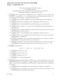 Practice Exam 1 with Solutions - Probability Theory | MATH 461 - Docsity