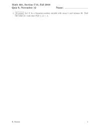 Probability Theory - Quiz 9 with Answers | MATH 461 - Docsity