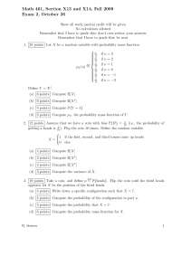 6 Questions Exam 2 - Probability Theory | MATH 461 - Docsity