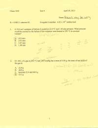 General Chemistry - Solved Questions for Exam 4 | CHEM 1035 - Docsity