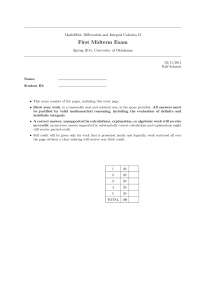 Midterm Exam 1 | Differential and Integral Calculus II | MATH 2924 ...