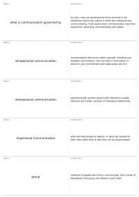 Flash cards exam 1 | CST 110 - Introduction to Communication - Docsity
