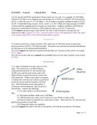 Sample Questions for Exam 1 - Data Communications | ECEN 4533 - Docsity
